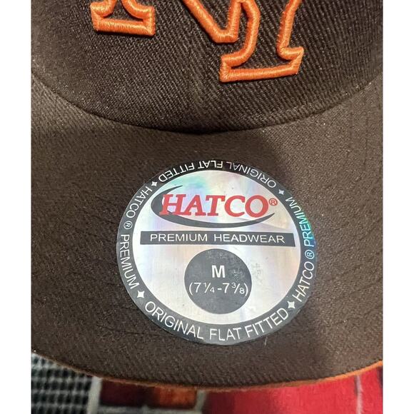 New York City Cap‎ Embroidered Brown Hatco Flat Fitted Size Medium 7 1/4-7 3/8 - Picture 2 of 8